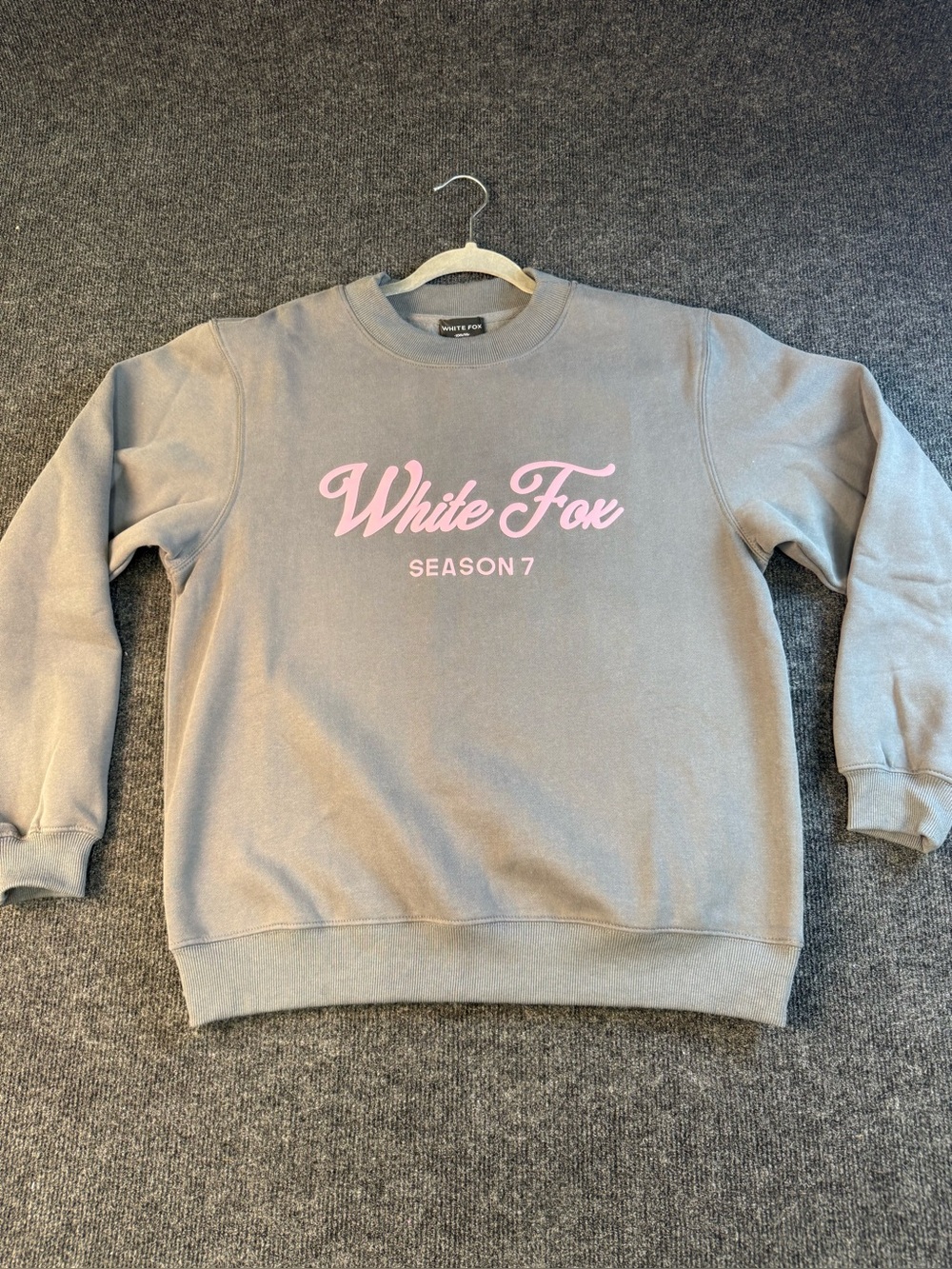 Season 7 Gray Crewneck White Fox Crewneck with Pink Logo